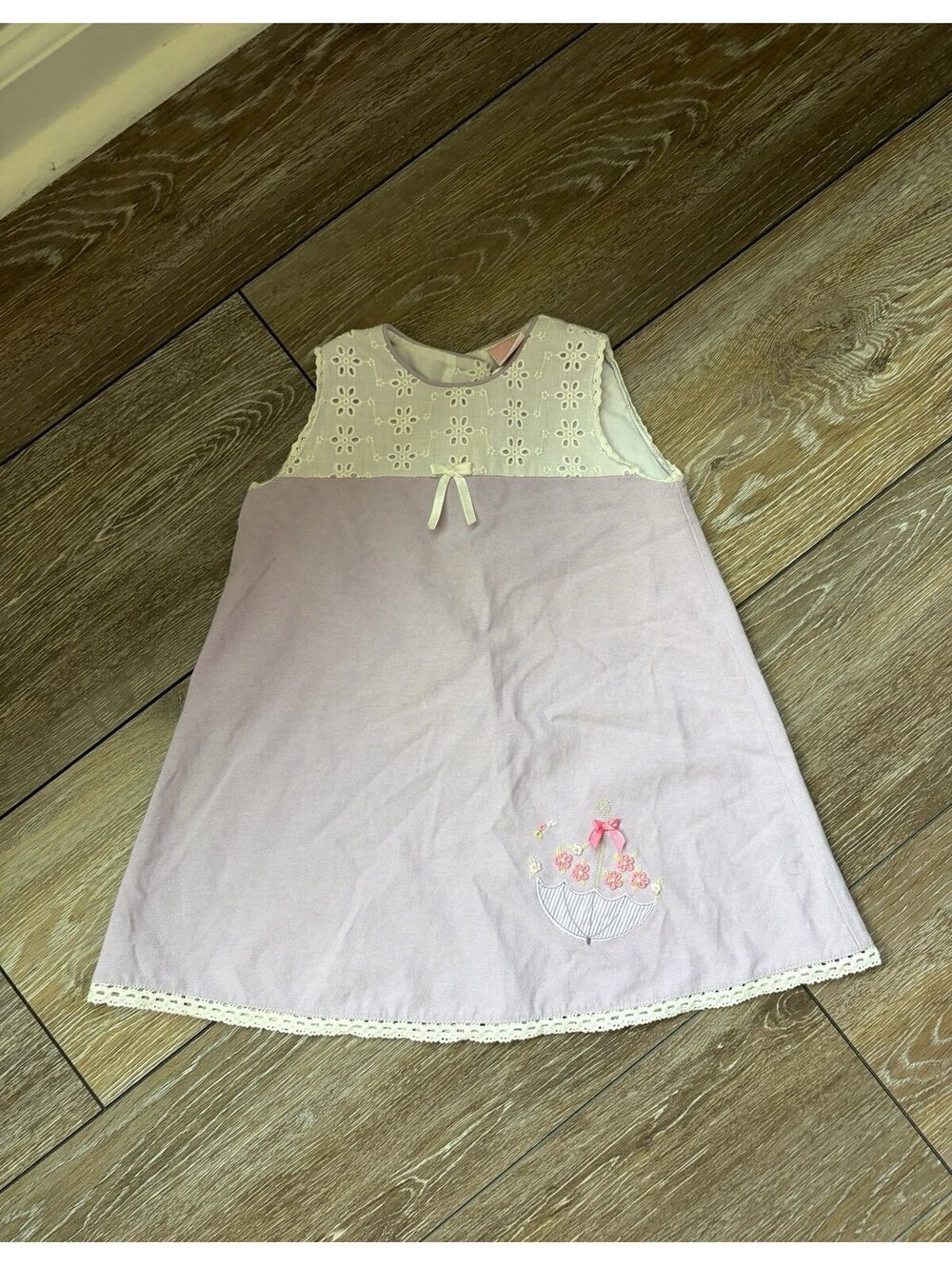Will’Beth Vintage-Inspired Embroidered Floral Umbrella Appliqué  Dress 24M